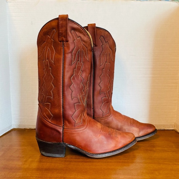 Vintage Dan Post Marlboro Mens Leather USA Hand Made Western Boots, 9D. - Picture 2 of 9